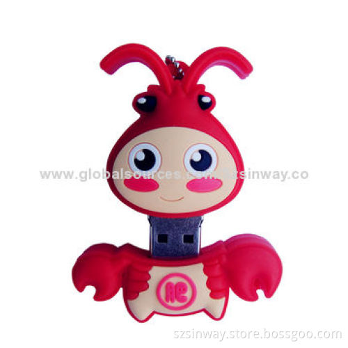Rubber Cartoon USB Flash Drive, 2GB to 64GB Capacity